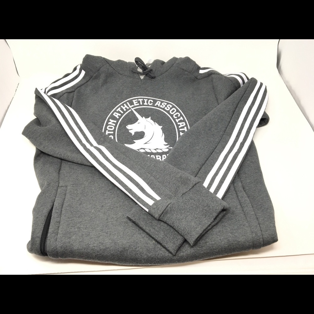 Adidas Boston Marathon Logo Hoodie Grey Small - Picture 6 of 8